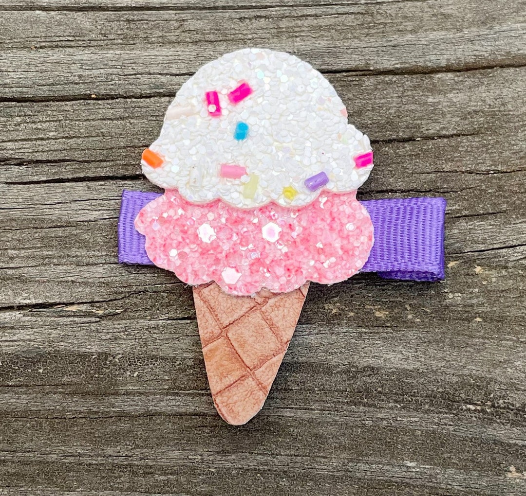 Ice Cream Cone Hair Clip, Ice Cream Bow, Toddler Hair Clips, Ice Cream
