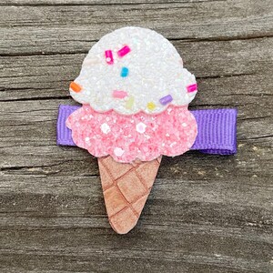 Ice Cream Cone Hair Clip, Ice Cream Bow, Toddler Hair Clips, Ice Cream Barrette, Ice Cream Party, Girls Hair Clips, Sprinkled Ice Cream Clip
