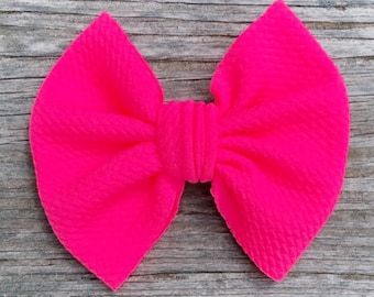 Neon Pink Bow, Neon Pink Fabric Bow, Fluorescent Pink Bow, Neon Hair Bows, Toddler Bow, Bright Pink Hair Bow, Fabric Hair Bows, Big Pink Bow