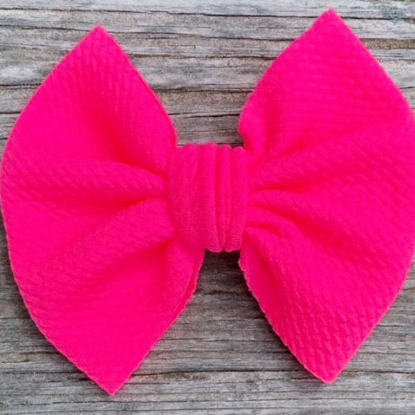 Neon Pink Bow, Neon Pink Fabric Bow, Fluorescent Pink Bow, Neon Hair Bows, Toddler Bow, Bright Pink Hair Bow, Fabric Hair Bows, Big Pink Bow