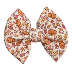 Fall Hair Bow, Girls Autumn Bow, Fabric Hair Bow, Fall Leaves Hair Bow, Pumpkin Spice Latte Bow, Girls Pumpkin Bow, Autumn Leaves Bow