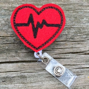 EKG Heart Nurse Badge Reel, Cardiac Nurse Badge Reel, Retractable Badge Reel, ID Badge, Doctors Badge Reel, Nurse ID Badge Reel