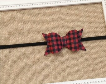 Buffalo Plaid Headband, Red and Black Headband, Buffalo Plaid Bow, Buffalo Plaid Bow Headband, Baby Headband, Toddler Headband, Baby Bows