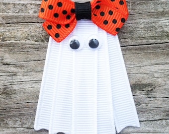 Ghost Hair Clip, Halloween Hair Clip, Ghost Hair Bow, Halloween Hair Bows, Holiday Hair Clips