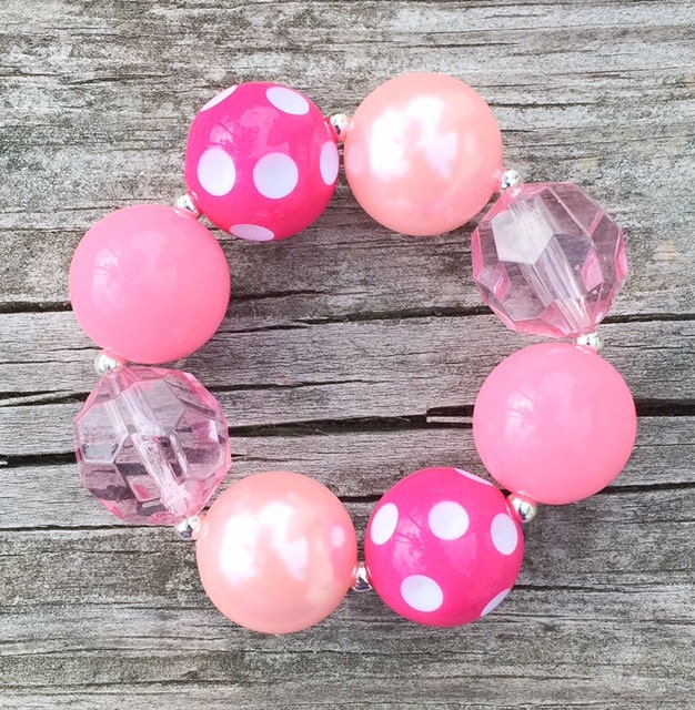 Pink Chunky Bracelet, Chunky Jewelry, Chunky Necklace, Bubblegum Bracelet,  Girls Pink Bracelet, Toddler Bracelet, Pink Jewelry, Photo Prop 