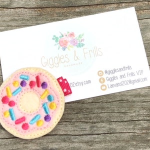 Donut Hair Clip, Donut Hair Bow, Doughnut Clip, Sweet One Birthday, Felt Hair Clips, Toddler Hair Clips