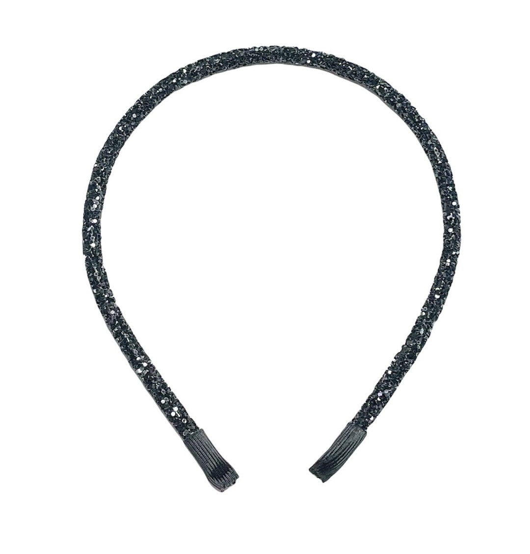 Black Glitter Headband, Sparkly Black Headband, Solid Black Headband