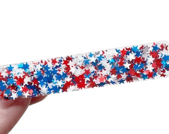 Red White and Blue Hair Clip, Patriotic Hair Clip, July 4th Barrette, Star Hair Clip, 4th of July Hair Clip, Patriotic Stars Barrette