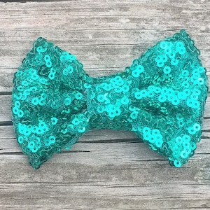Türkise Haarschleife, Türkis Pailletten Haarschleife, Glitzerschleifen, Kleinkind Haarspange, Funkelnde Haarschleifen, Türkis Glitzer Schleife, Pageant Bows