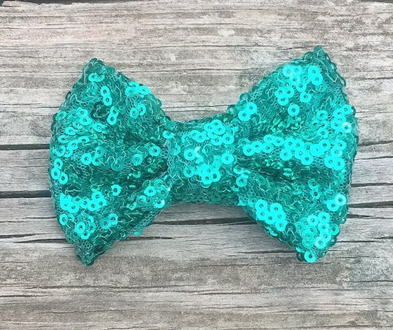 turquoise sequin bow tie