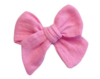 Hot Pink Hair Bow, Fabric Hair Bows, Bright Pink Hair Bow, Cotton Hair Bow, Solid Pink Bow, Girls Fabric Bows, Toddler Hair Bow, Pink Clip