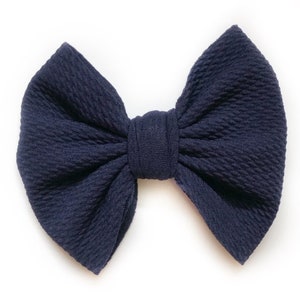 Navy Hair Bow, Navy Blue Bow, Fabric Hair Bow, Big Navy Bow, Girls Fabric Bows, Navy Blue Fabric Bow, Toddler Bow, Navy Barrette, Big Bow
