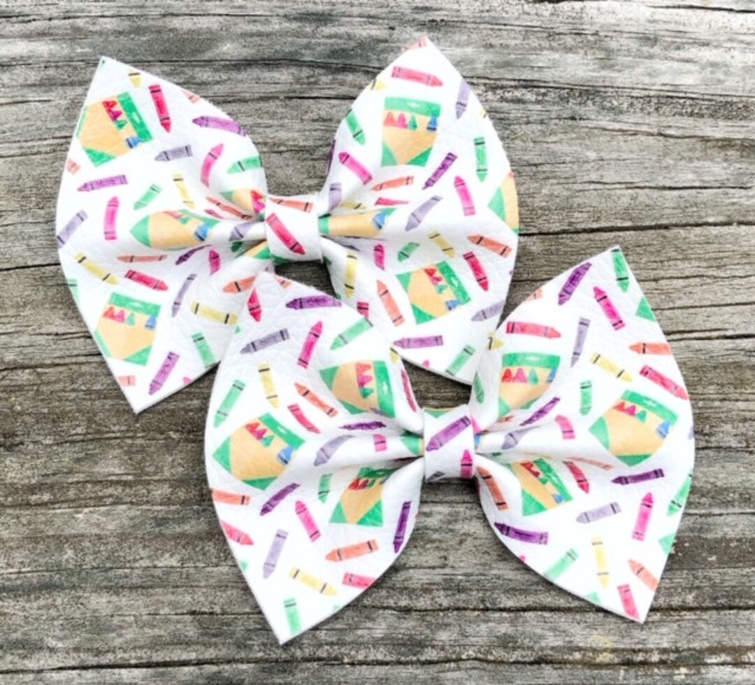 Crayon Pigtail Bows, Back to School Bows, Girls Piggie Bows, Crayon Hair Bow, Girls Pigtail Bows