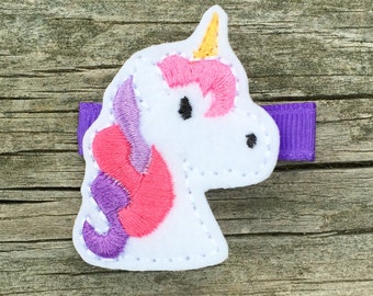 Unicorn Hair Clip, Pink and Purple Unicorn Hair Bow, Unicorn Barrette, Felt Hair Clips, Toddler Hair Clip, Unicorn Party Favor