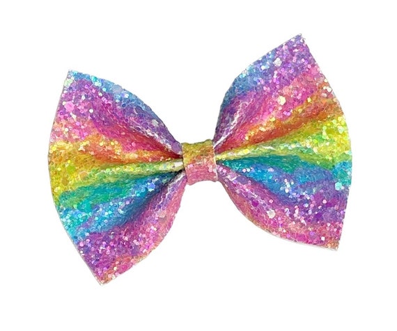 Rainbow Glitter Bow, Colorful Rainbow Bow, Sparkly Hair Bow, Toddler  Barrette, Bright Colored Hair Bow, Rainbow Hair Clip, Girls Hair Bow