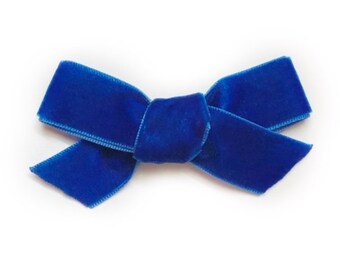 Royal Blue Hair Bow, Royal Blue Velvet Bow, Girls Velvet Bows, Bright Blue Hair Bow, Hand Tied Bows, Toddler Bow, Royal Blue Headband