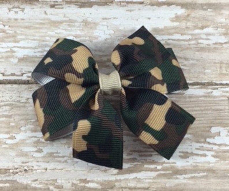 Camo Hair Bow Camouflage Bow Army Hair Bow Camo Bow Etsy