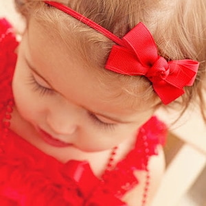 Red Baby Bow Headband, Baby Headband, Newborn Headband, Infant Headband, Red Headband, Christmas Headband, Holiday Headband, Photo Prop