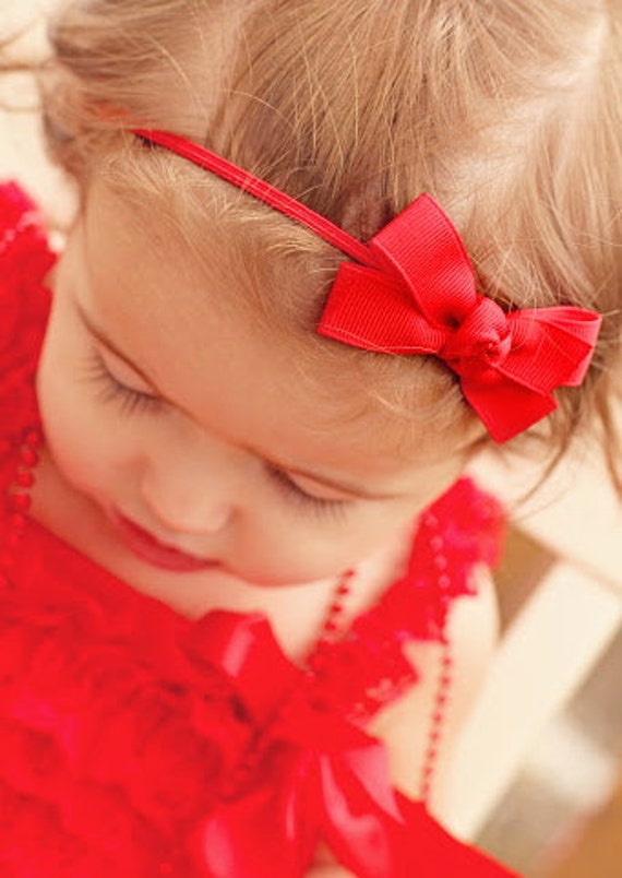 Pour nouveau-né Rouge Bandeaux de Noël pour bébé avec petit nœud doré à carreaux