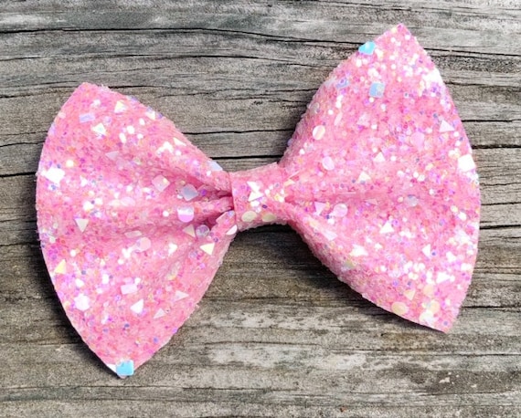 Shock Pink Bow Glitter Hair Bow Pink Hair Bow Toddler 