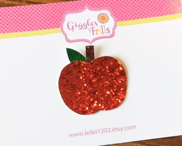 Red Apple Hair Clip, Back to School Hair Bow, Apple Picking Hair Bow, Kindergarten Hair Clip, Fall Hair Clip, Toddler Hair Barrette