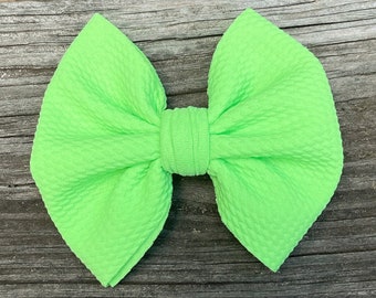 Neon Green Hair Bow, Fluorescent Green Bow, Fabric Bows, Bright Green Bow, Toddler Hair Bows, Neon Hair Bows, Girls Fabric Bows