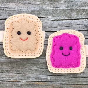 Peanut Butter and Jelly Hair Clip Set, Best Friends Hair Clips, Toddler Hair Clip, Pigtail Hair Bows, Felt Hair Clips, Girls Hair Bows