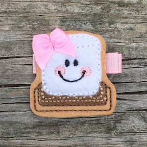 Smore Hair Clip, Smores Hair Bow, Girls Camping Hair Bow, Bonfire Hair Clip, Felt Hair Clips