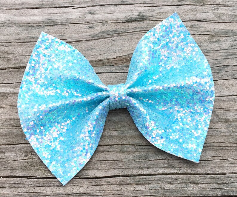 Sky Blue Glitter Hair Bow Glitter Bows Light Blue Hair Bow Etsy