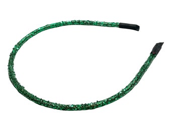 Green Glitter Headband, Emerald Green Headband, Sparkly Headband, Solid Green Headband, Skinny Headband, Toddler Headband, Thin Headband