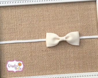 Ivory Headband, Ivory Bow Headband, Newborn Headband, Baby Headband, Cream Headband, Ivory Baby Headband, Baby Bow Headband, Infant Headband