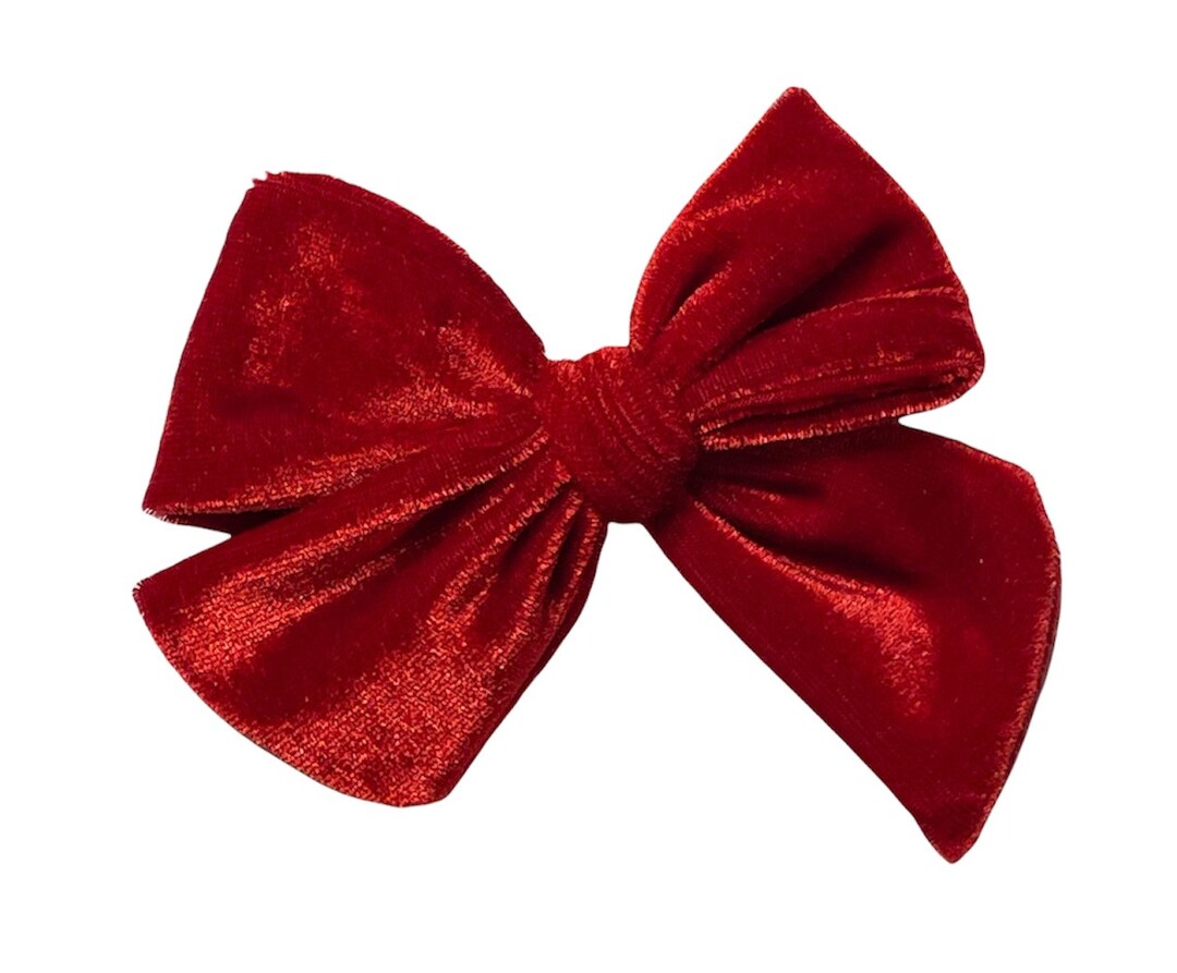 Red Velvet Bow Solid Red Bow Velvet Hair Bows Red Hair Bow Etsy