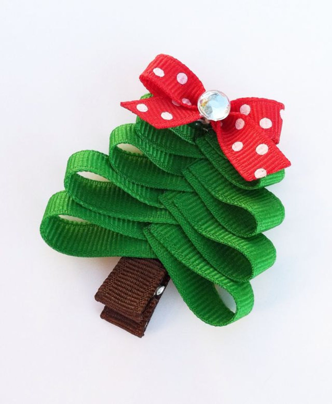 Christmas Tree Hair Clip, Christmas Tree Hair Bow, Red and Green