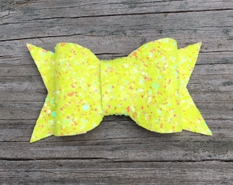 Glitter Hair Clip, Yellow Hair Bow, Glitter Hair Bow, Yellow Glitter Hair Clip, Glitter Bows, Toddler Hair Clips, Yellow Glitter Bow