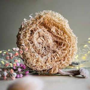 Plastikfreier Bade-Pouf in Reisegröße, Luffa-Dusche-Scrubber, Zero Waste Badeschwamm, Bio-Peeling-Körperwäscher, Spa-Accessoire
