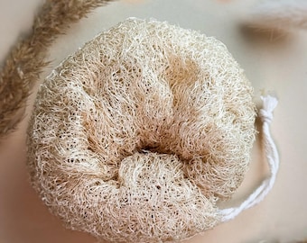 Natural Loofah Shower Pouf, Zero Waste Bathroom, Natural Loofah Sponge, Organic Body Scrubber, Eco-friendly Spa Accessory