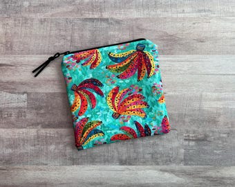 This Day Is Bananas Zippered Pouch (MEDIUM 6x6.5); Cosmetic Bag, Travel Organizer