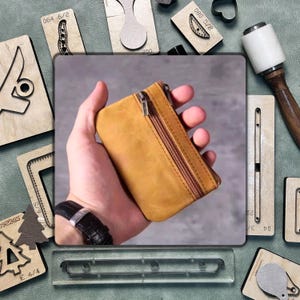 Porte-cartes de qualité en cuir/couteau en acier en cuir personnalisé/découpe en métal/ensemble d'outils de perforation de papier kraft/cadeau fait main pour petit ami