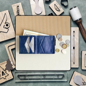 Matrice de découpe personnalisée pour portefeuille à deux volets, matrice de découpe pour portefeuille en cuir à faire soi-même, ensemble d'outils de poinçonnage artisanal en cuir pour porte-monnaie