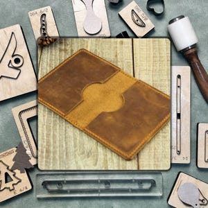 Troquel de corte para tarjetero, troquel de perforación para monedero plegable, juego de herramientas para manualidades de cuero y papel kraft para monedero.