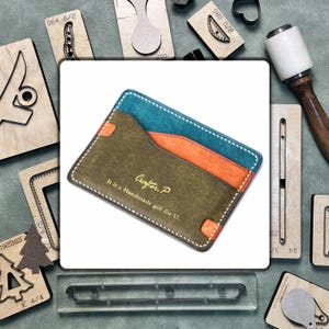 Set di fustelle in pelle per porta carte di credito di alta qualità - Fustella in metallo fai da te con righello in acciaio / Strumento di perforazione artigianale in pelle personalizzato / Regalo per fidanzato