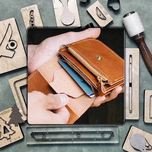 Découpage en cuir pour porte-monnaie - Matrices d'estampage pour couteaux en acier Sizzix, ensemble d'outils de précision pour les projets d'artisanat en cuir et en papier kraft