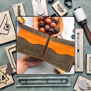 Portafoglio in pelle con clip a molla, coltello in acciaio personalizzato per il taglio della pelle, set di perforatrici per carta kraft