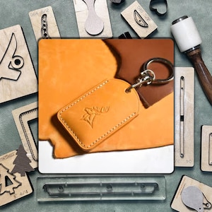 Troqueles de cuero para llaveros DIY / Troqueles de corte de metal con cuchillo de acero de calidad personalizada / Juego de herramientas de perforación para artesanías de cuero / Compatible con Sizzix