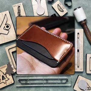 Portacarte in Pelle di Alta Qualità - Strumento di Perforazione in Pelle di Precisione | Set di Coltelli in Acciaio per Progetti DIY