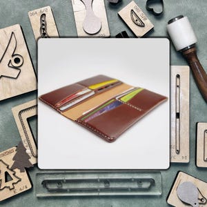 Matrizes de corte para porta-cartões de couro - Ferramentas de perfuração premium para projetos DIY e costura à mão | Conjunto de matrizes de metal com régua de aço para fabricação de couro de precisão