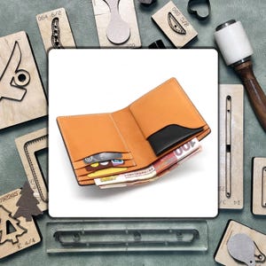 Matrices de découpe pour cuir pour portefeuille à deux volets – Matrices d'estampage pour couteaux en acier Sizzix | Ensemble d'outils de précision pour les projets d'artisanat en cuir et en papier kraft