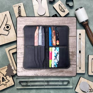 Découpe en cuir pour portefeuille long à faire soi-même, matrice de découpe en métal pour couteau en cuir fait main, ensemble d'outils de perforation pour papier kraft, artisanat en cuir personnalisé