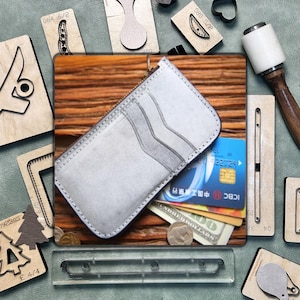 Porta-moedas faça você mesmo, porta-cartões feito à mão, faca de aço de couro, molde de corte de metal, conjunto de ferramentas de perfuração de papel kraft para artesanato em couro