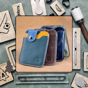 Premium kaarthouder leren stans – doe-het-zelf precisiestalen liniaal metalen snijmal | Gepersonaliseerde leren ponstool | Vaderdagcadeau